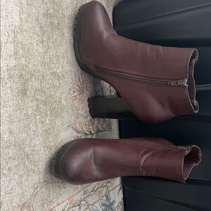 BAMBOO Maroon Heeled Ankle Boots